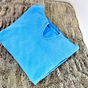 Caslon - V-neck hooded linen sweatshirt